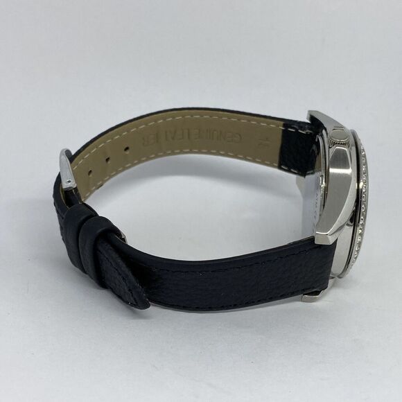 Fossil ES2203 Women's Black Leather Analog Silver Dial Quartz Wrist Watch EY731 - Picture 12 of 12